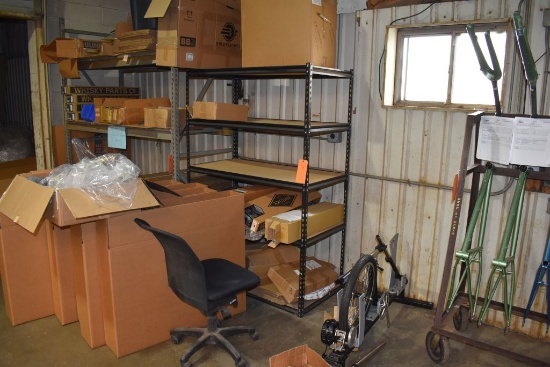 METAL SHELVING UNIT WITH PARTICLE BOARD SHELVES,