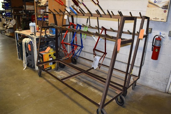 FRAME DRYING METAL RACK ON CASTERS - NO CONTENTS