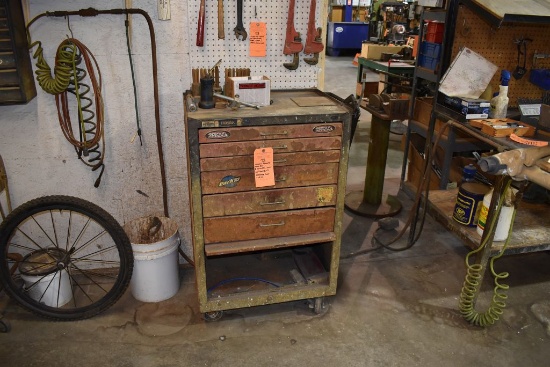 HOMAK ROLLING TOOL BOX, 6 DRAWERS/DOOR WITH CONTENTS
