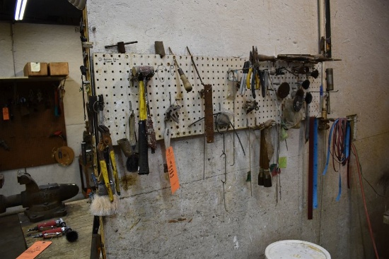 ASSORTED TOOLS ON PEGBOARD-THIS WALL