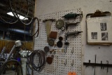 ASSORTED TOOLS AND PNEUMATIC TOOLS ON PEGBOARD