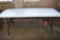 6' WHITE COSCO CAFETERIA STYLE TABLE, FOLDING WITH