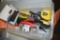 PLASTIC BIN WITH ASSORTED SMALL HAND TOOLS