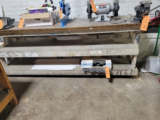 WOODEN WORKBENCH, 8'L x 23 1/2"D x 36"H INCLUDES