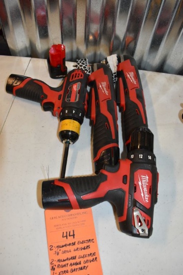 (2) 3/8" MILWAUKEE ELECTRIC DRILL/DRIVERS,