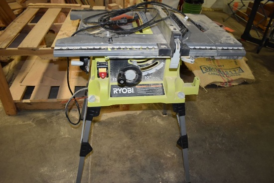 RYOBI 10" PORTABLE TABLE SAW WITH REMOVABLE LEGS,