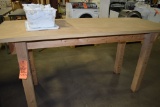 HOMEMADE WOODEN WORK TABLE, LEGS ARE 4x4, TOP IS LOOSE,