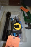 PLASTIC BIN WITH ASSORTED SMALL HAND TOOLS