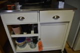 KITCHEN CABINET/CART WITH STAINLESS STEEL TOP,
