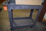 PLASTIC GLOBAL TWO SHELF UTILITY CART,