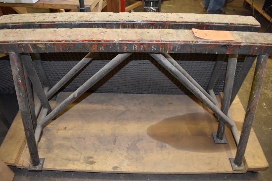 (2) 48" HEAVY DUTY STEEL SAW HORSES ON FOUR WHEEL DOLLY