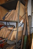 METAL SHELVING UNIT WITH ASSORTED PLYWOOD, 4'W x