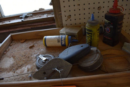 CHALK LINES, PLUMB BOB AND CHALK