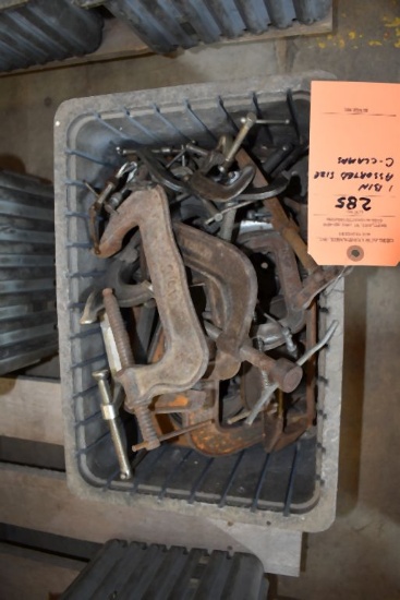 BIN OF ASSORTED SIZE "C" CLAMPS