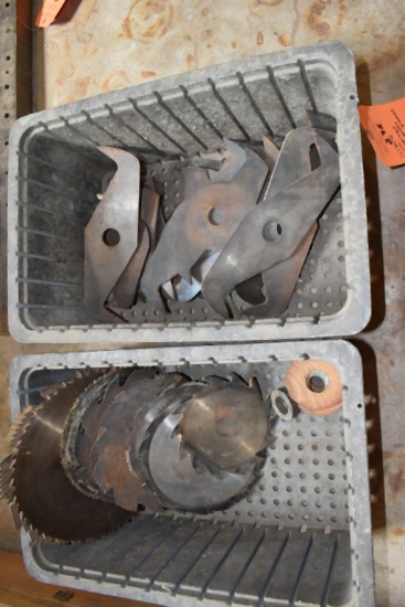 (2) BINS WITH ASSORTED SAW BLADES AND DADO BLADES