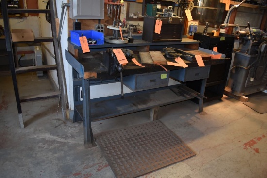 WOOD TOP MACHINIST WORK BENCH, 74"W x 28"D x 35"H