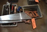 (2) BINS WITH ASSORTED SAWS; HAND, JIG, COPING,