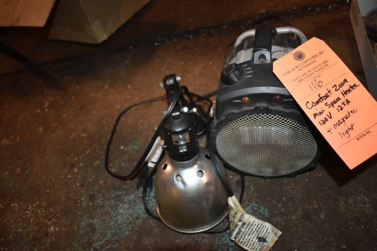 COMFORT ZONE MINI SPACE HEATER, 120V, 12.5A AND