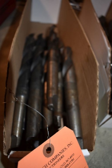 BOX OF ASSORTED TAPER SHANK DRILL BITS