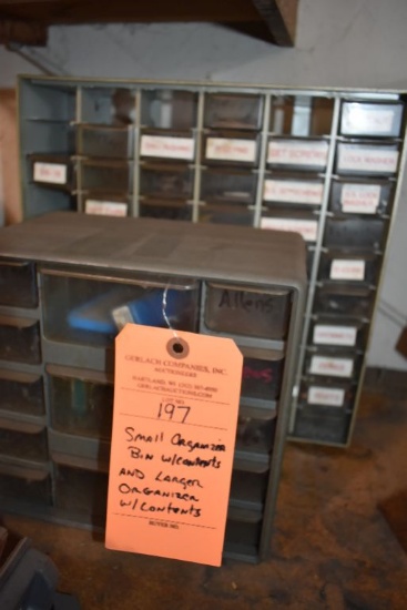 SMALL ORGANIZER BIN WITH CONTENTS AND