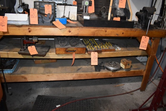 WOODEN WORKBENCH 93" LONG WITH 5" BENCH VISE -