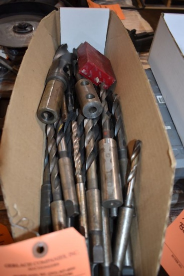 BOX OF MISCELLANEOUS TAPER SHANK DRILL BITS