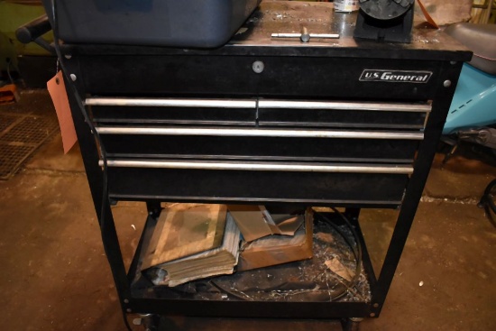 U.S. GENERAL TOOL BOX TYPE SHOP CART WITH FOUR