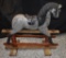 VINTAGE WOOD ROCKING CAROUSEL HORSE WITH WOOD BASE,