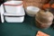 OIL LAMP, ASSORTED ENAMEL WARE AND VINTAGE BOWLS