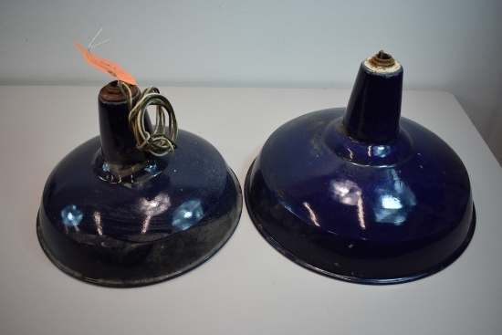 (2) METAL AND PORCELAIN COBALT BLUE OUTDOOR SERVICE