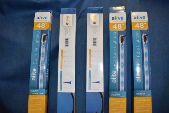 (5) LUNAR BLUE 48" AQUARIUM BULBS AND (2)