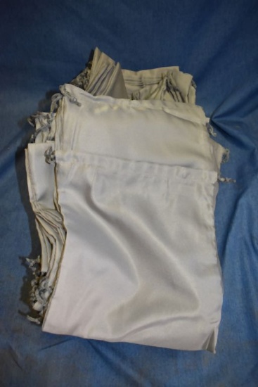 BOX OF APPROX. (25) GRAY CLOTH DRAWSTRING BAGS, 10" X 11"