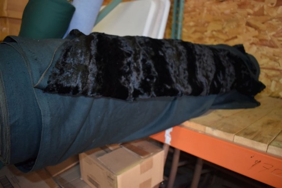 LARGE BOLT OF BLACK CRUSHED FUR FABRIC, 52" WIDE
