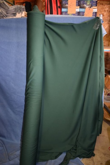 PARTIAL BOLT OF GREEN POLYESTER FABRIC, 60" WIDE