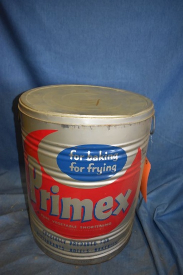 LARGE PRIMEX VEGETABLE SHORTENING CAN, 20"H x 16" DIAMETER