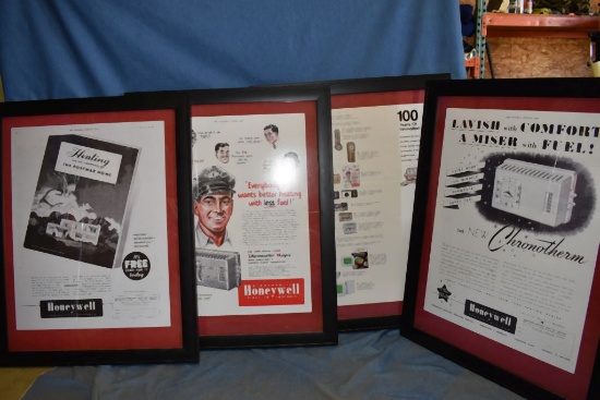 (4) HEATING CO. FRAMED AND MATTED PRINTS, 27"W x 35"H