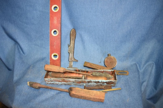 SOLDERING IRONS, LEVEL, CHALK LINE AND POLLOCK'S