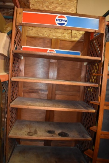 FOLDING WOODEN PEPSI DISPLAY UNIT, 2' x 4' x 87"H,