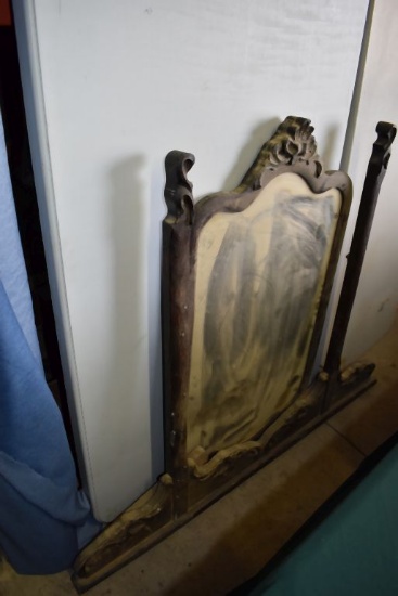CARVED WOODEN DRESSER MIRROR FRAME AND MIRROR