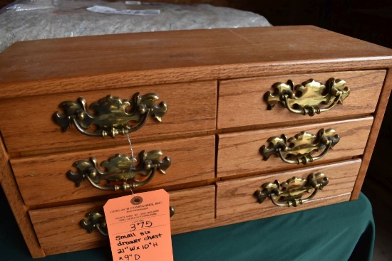 SMALL SIX DRAWER CHEST, 21"W x 10"H x 9"