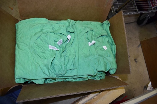 LARGE BOX OF NEW SIZE SMALL GREEN T-SHIRTS