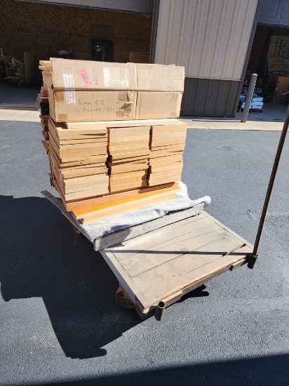 ANTIQUE CAST IRON AND WOOD INDUSTRIAL CART, 36" WIDE