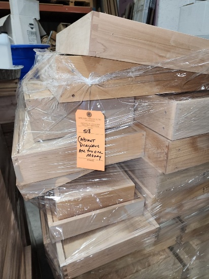 PALLET OF CABINET DRAWERS, CUSTOM PRODUCED,