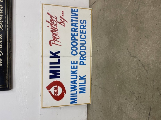 LARGE SINGLE SIDED VINTAGE WOOD REAL DAIRY MILK