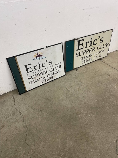 LOT OF TWO WOOD ERIC'S SUPPER CLUB SIGNS