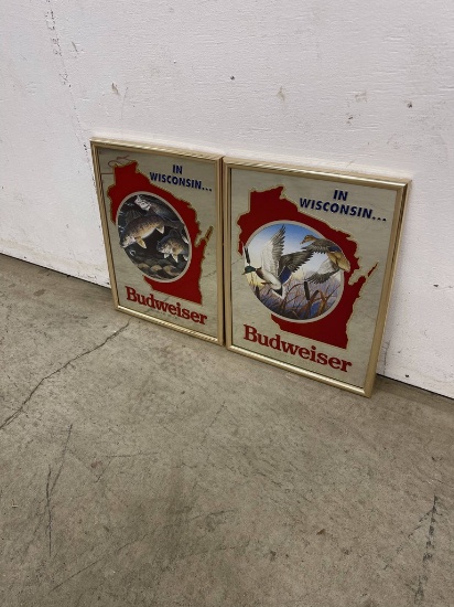 LOT OF 2 BUDWEISER WISCONSIN BEER MIRRORS HUNTING