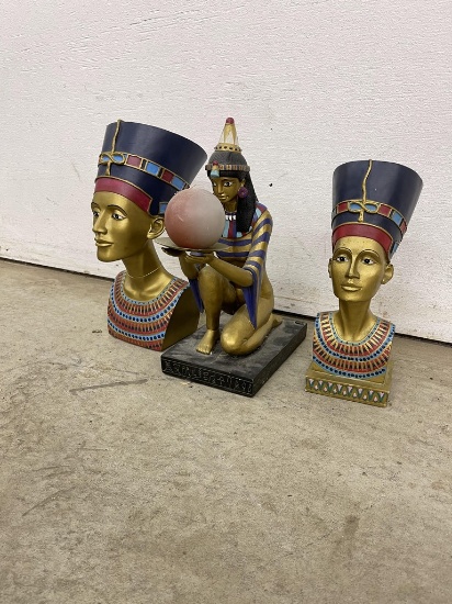 LOT OF THREE CONTEMPORARY EGYPTIAN PIECES NEFERTITI