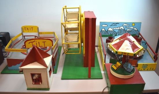 HANDCRAFTED MINIATURE CARNIVAL CAROUSEL RIDES AND