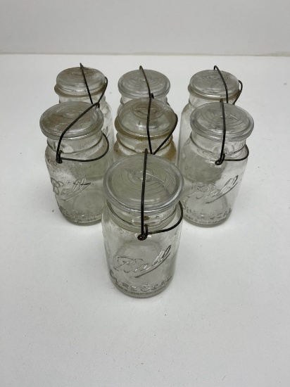 VINTAGE BALL SURE SEAL CANNING JARS WITH LIDS