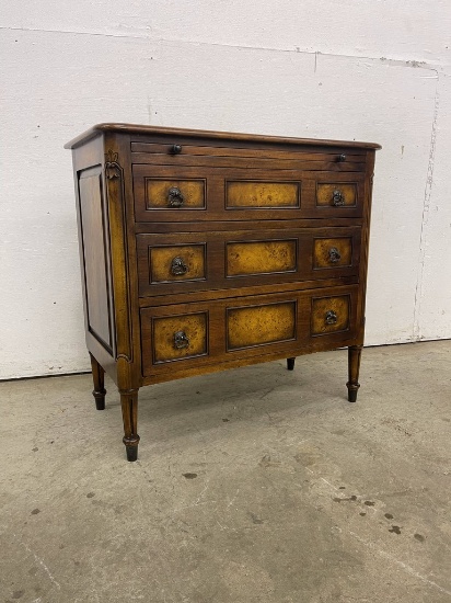STUNNING SOLID WOOD SIDE TABLE WITH DRAWERS, BURL